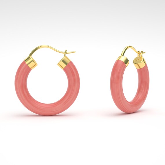 Coral on sale hoop earrings