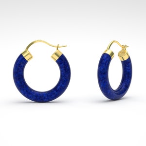LAPIS-LAZULI Hoop Gold Earrings