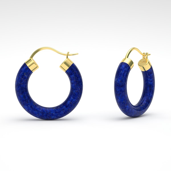 LAPIS-LAZULI Hoop Ohrringe Gold