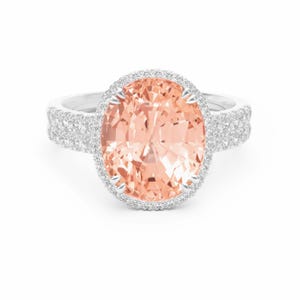 GRS Unheated Padparadscha Peach Sapphire & Diamonds 950 Platinum Ring