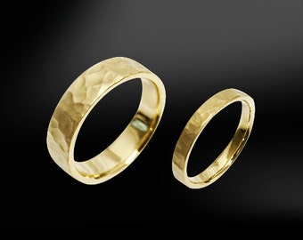 Hammered HIS & HERS Gold Rings