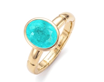 Neon Paraiba Tourmaline Bezel Set in Chunky 18K Solid Gold