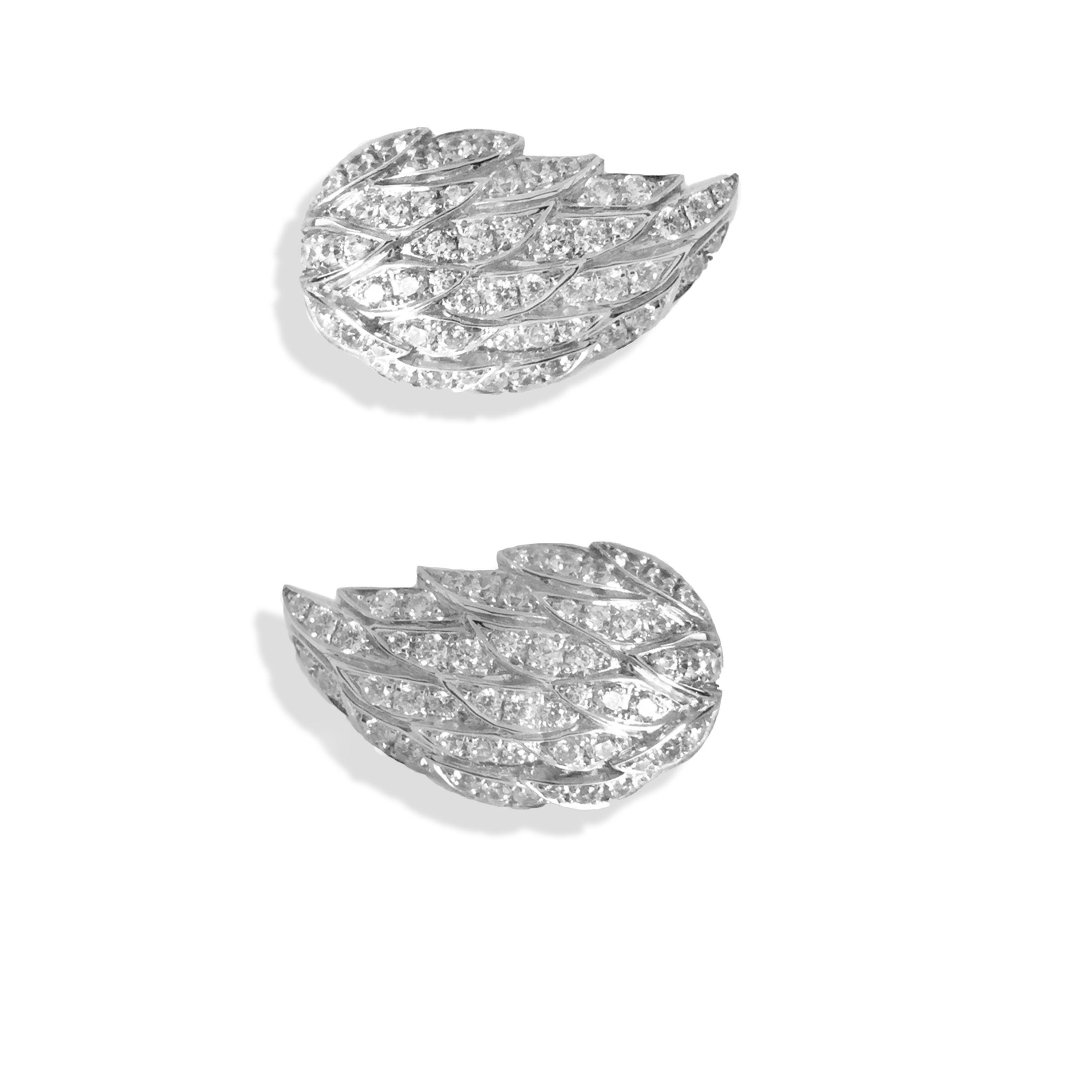 Diamonds Owl Wing Earrings 950 Platinum