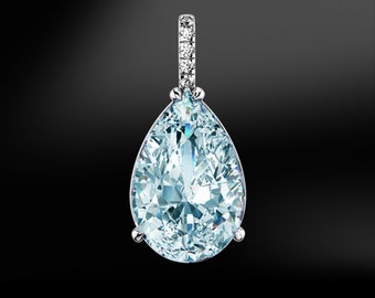 AQUAMARINE & DIAMOND GOLD Pendant