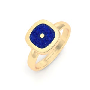 Lapis Lazuli Cushion Ring, 18K Gold & 925 Silver 18K Gold Plated, Gift for Her