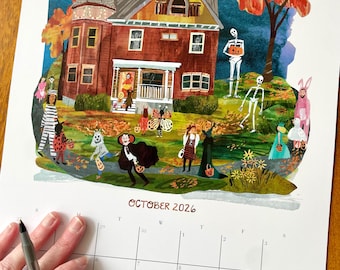2026-2027 July-June Calendar | New England Coastal Art | Artist Designed Seasonal Scenes | Academic Calendar