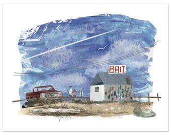 Camp Ellis, Saco ME- Art Print by Maine Artist