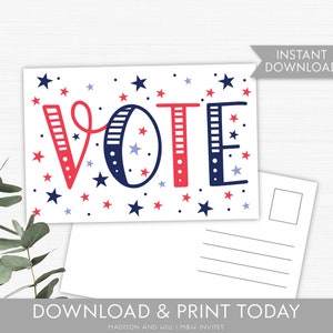 Patriotische Abstimmungs-Postkarten zum Ausdrucken - Blanko-Postkarten für die Wahlkampagne - Sofort Download - Print at Home