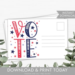 Patriotische Abstimmungs-Postkarten zum Ausdrucken - Blanko-Postkarten für die Wahlkampagne - Sofort Download - Print at Home