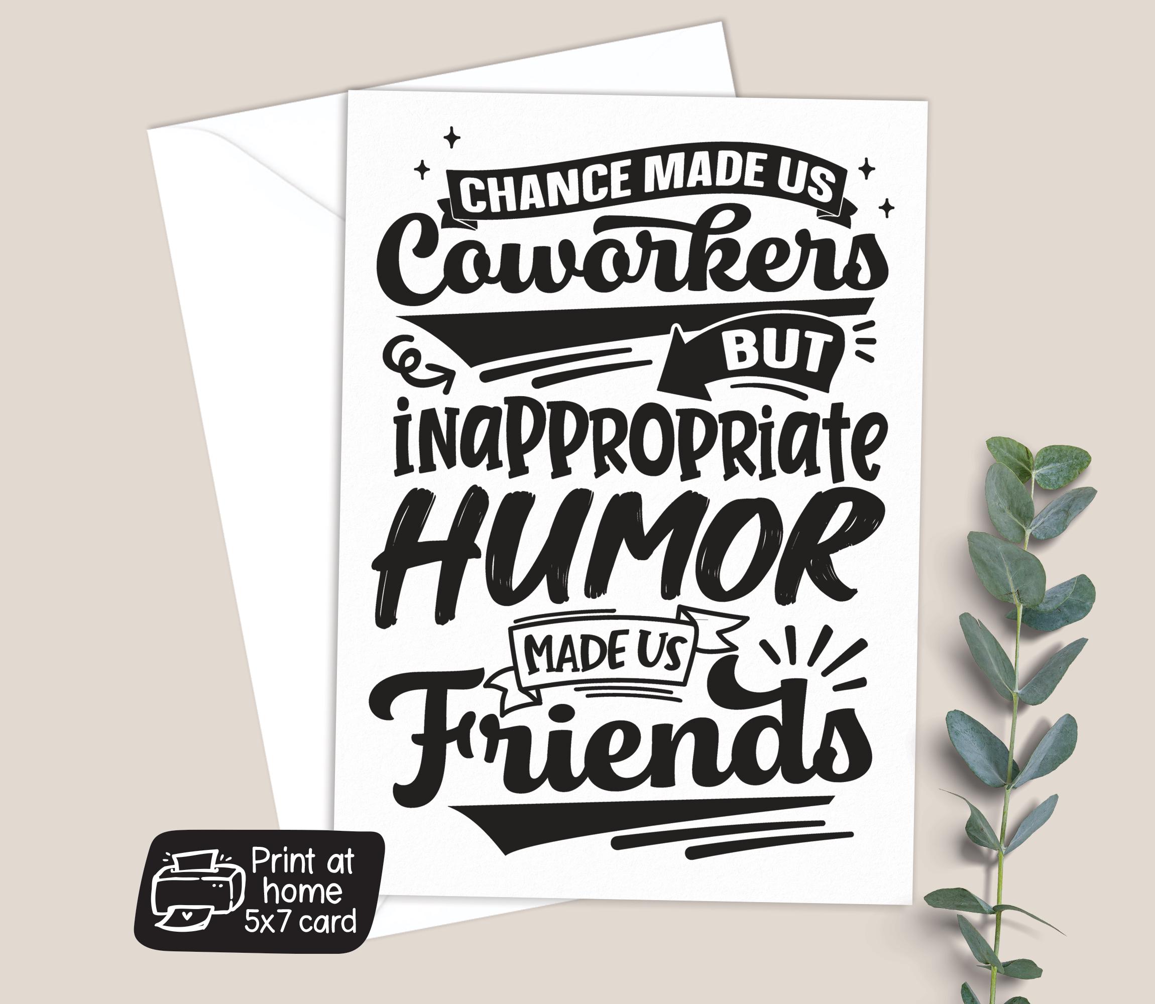 Small Cards Rude Co Worker Printable Funny Coworker Card - Sarcastic Inappropriate Humor Card ...
