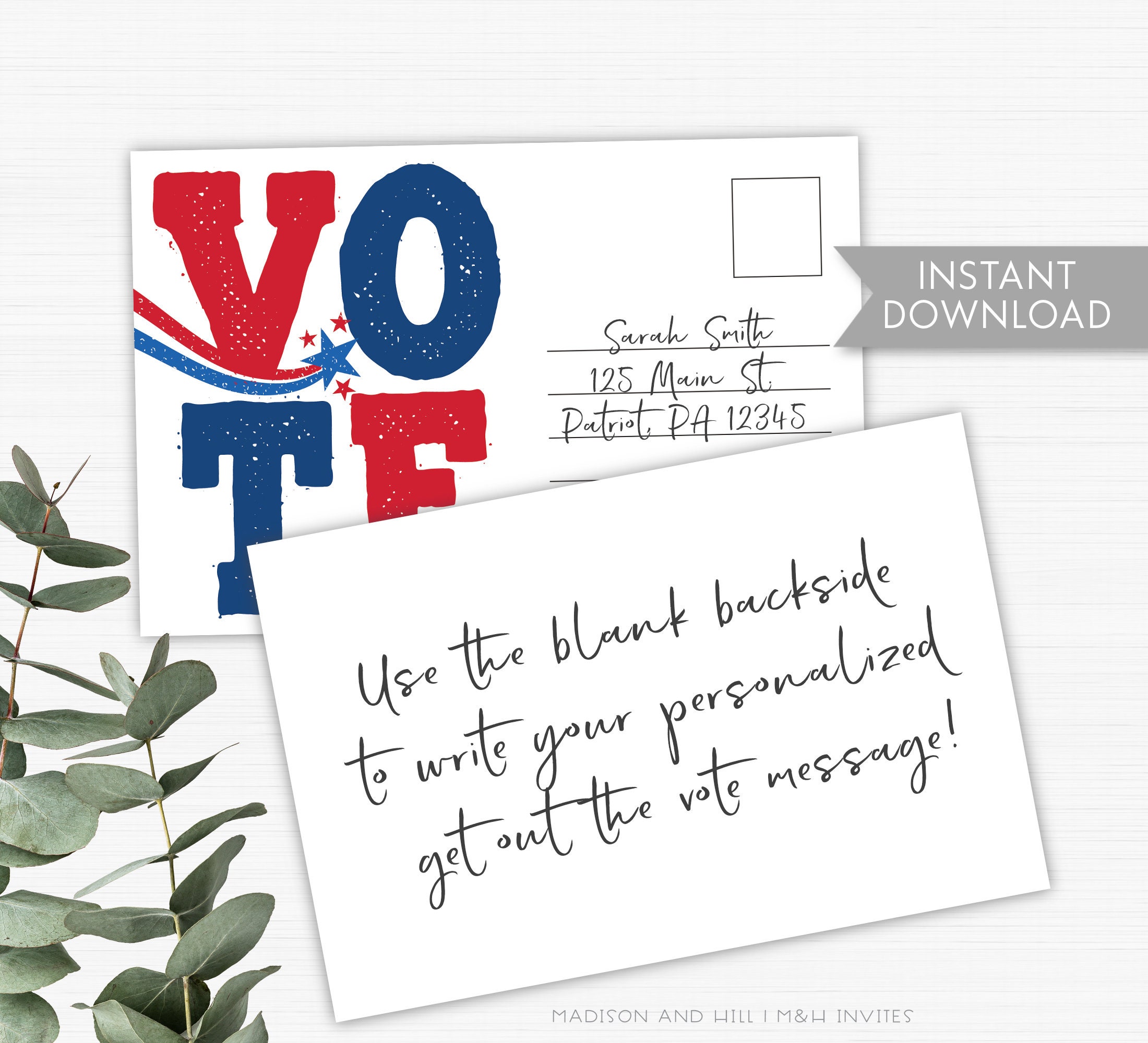 Voting Rights Postcards Vote Postcards Printable - Patriotic Blank Postcards for Voting ...