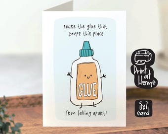 Cartão de Agradecimento para Profissionais Administrativos - Imprimir em Casa - Download do PDF - Cartão de Cumprimentos 5x7 - Agradecimento à Equipe Administrativa do Escritório