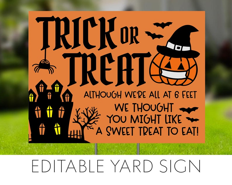 2020 Halloween Trick or Treat Yard Sign Social Distance Etsy