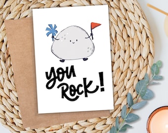 Printable Punny You Rock Card - Encouragement, Thank You, Appreciation - 5x7 Print at Home Greeting Card PDF Download