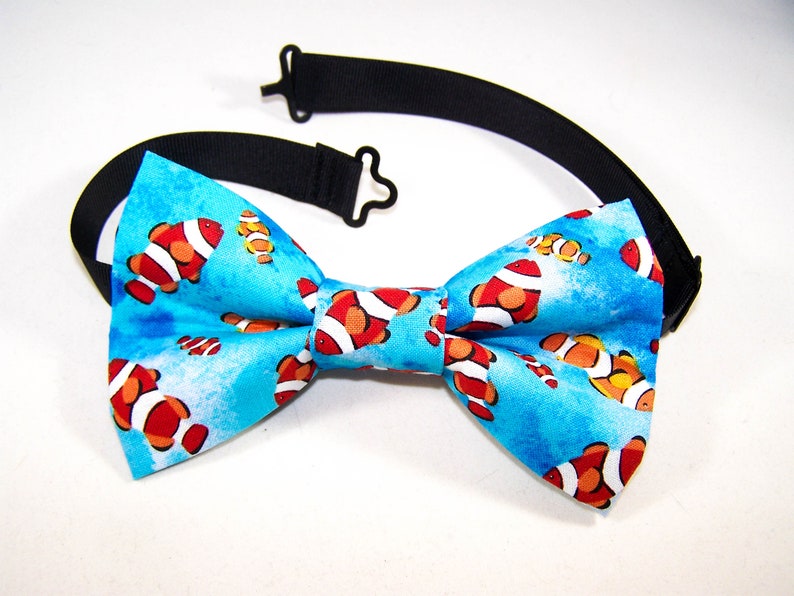FISH BOW TIE / Handmade Fabric Bow Tie With Adjustable Strap / Etsy