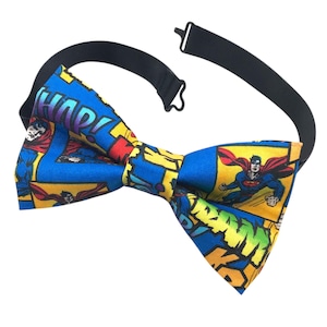 Handgjord Superman-fluga – DC Comics, justerbar, förknuten rosett, redo att skickas