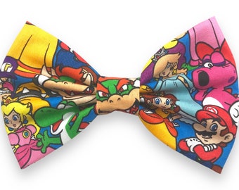 SUPER MARIO BROS / Handgemaakte stoffen haarboog w. Alligator Clip / Big Bow Princess Daisy Yoshi Toad Nintendo Accessoire / Klaar om Preppy A te verzenden