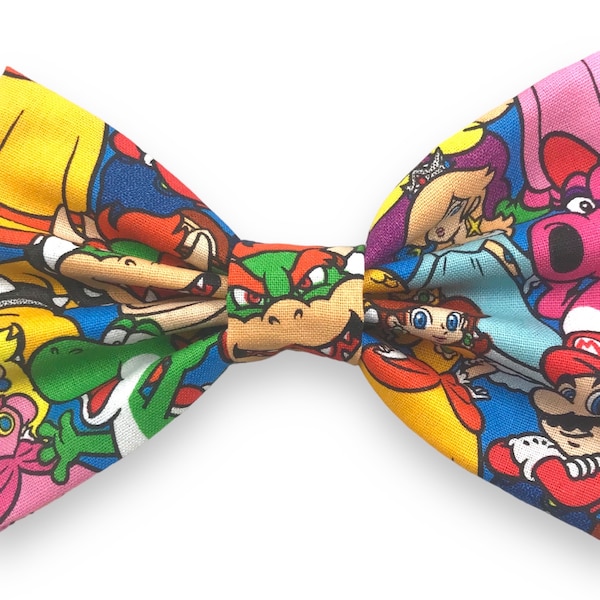 SUPER MARIO BROS / Handmade Fabric Hair Bow w. Alligator Clip / Big Bow Princess Daisy Yoshi Toad Nintendo Accessory /Ready to Ship Preppy A