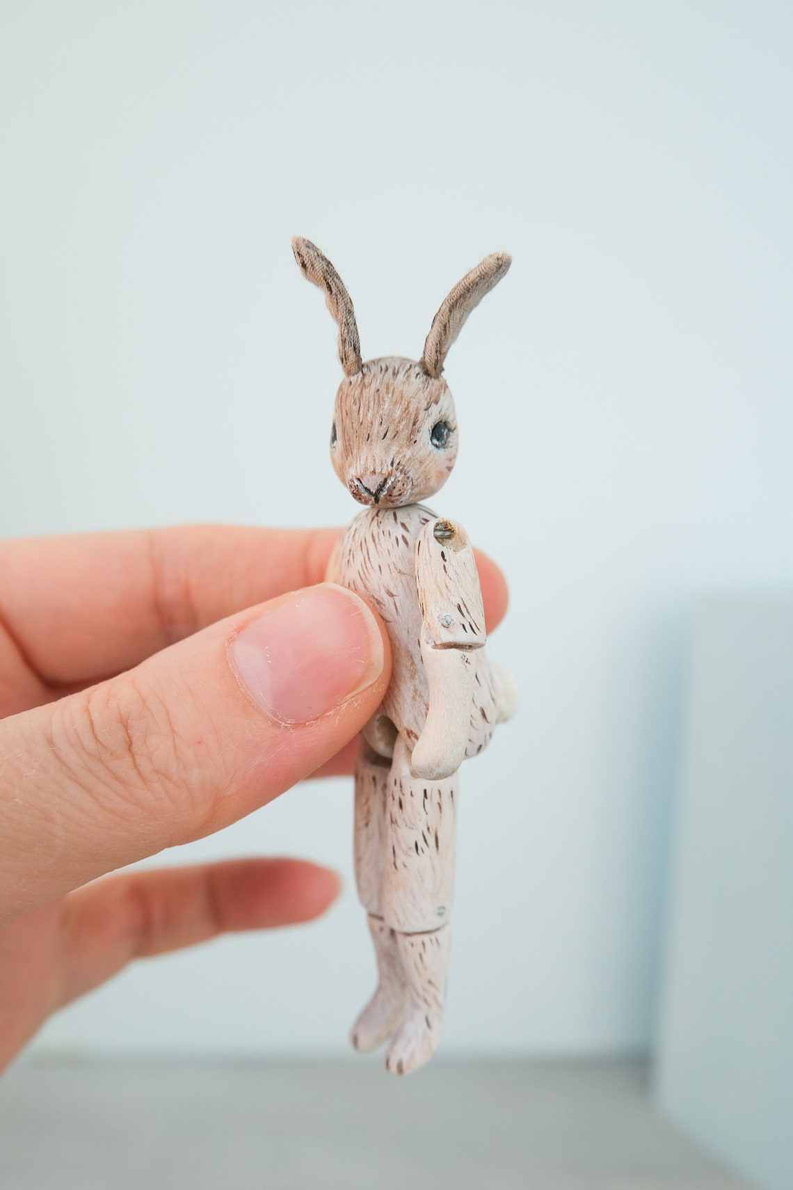 12th scale ooak jointed art bunny doll. Wooden bunny with 3 Etsy