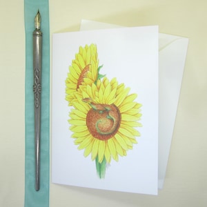 Carte de voeux dragon tournesols
