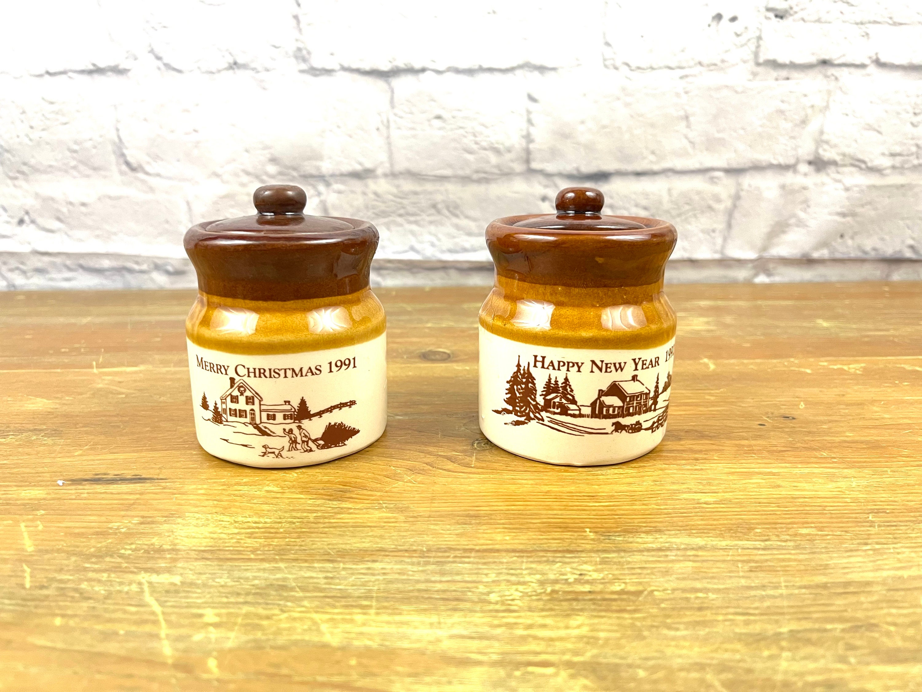 Vintage Swiss Colony 90s Cheese Jars Crocks New England Scene