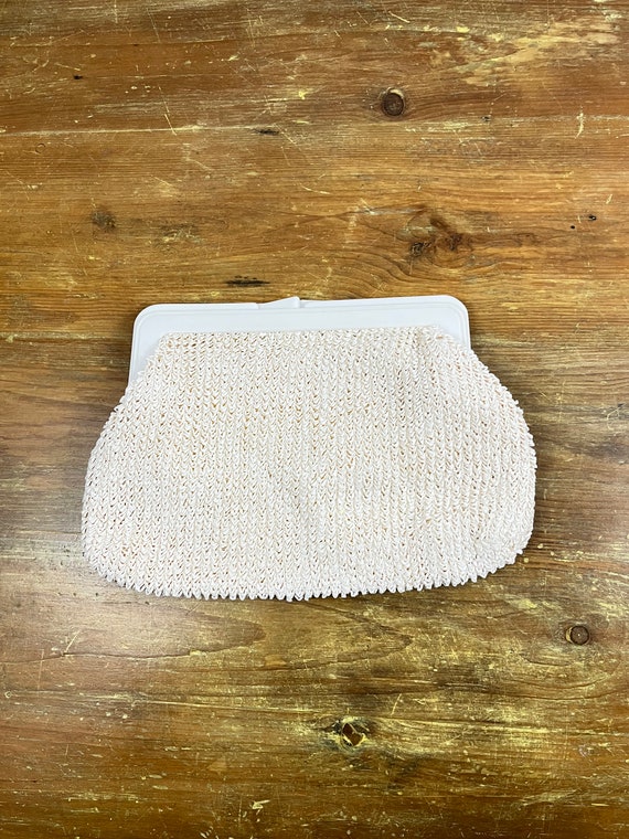 Vintage Raffia Clutch White and Ivory Made in Hon… - image 5