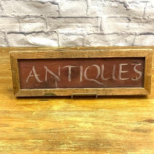 Vintage Wood Antiques Primitive Sign Farmhouse Decor Booth Decor Display Sign
