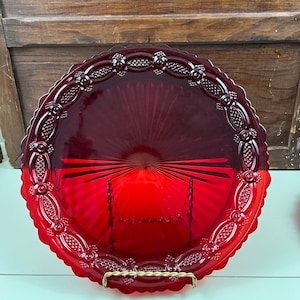 Vintage Avon Cape Cod Ruby Red Dinner Plates  Christmas Decor Holiday Plates Valentines Day Plates Fourth of July Cape Cod Sold INDIVIDUALLY