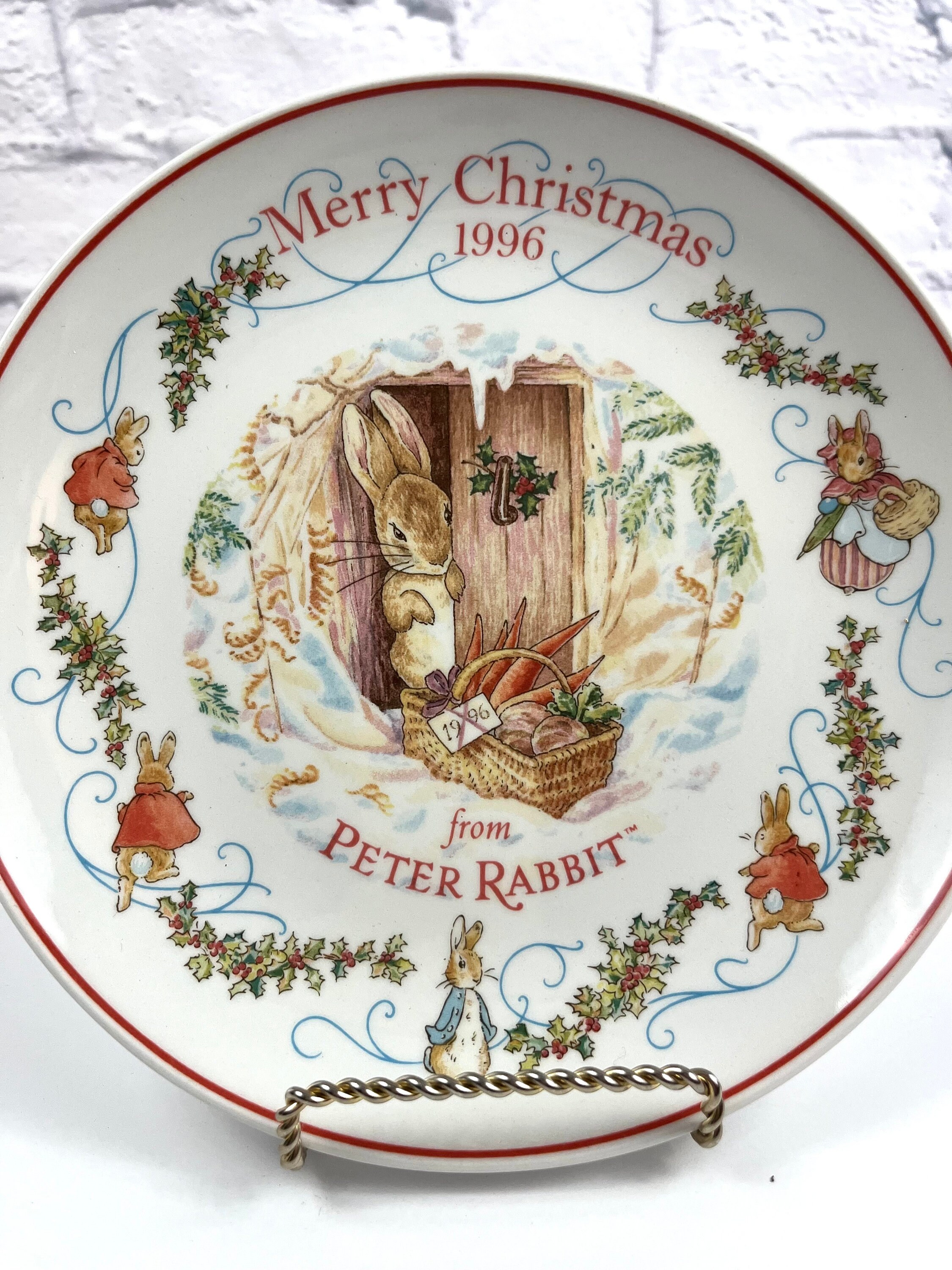 Vintage 90s Peter Rabbit Christmas Plate Childs Christmas Dinner