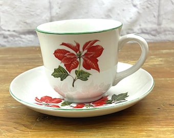 Vintage Christmas Teacup Cuthbertson "Poinsettia" Xmas Seasonal Tea Gift