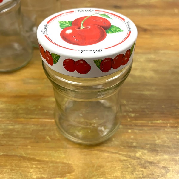 Vintage German Fruit Jars Jam Jars Cherries Mixed Fruit Apricot Raspberries Cute Jam Gifts Kitchen Storage Happy Fruit Jar Decor Sold Singly