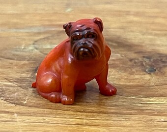 Vintage Miniature Red Bulldog Dollhouse sized Pet Loss Gift 1 inch tall