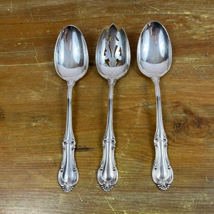 Vintage Joan of Arc Sterling Silver Serving Spoons and Pierced Slotted Spoon extra company large entertaining events 1940s Sold Individually