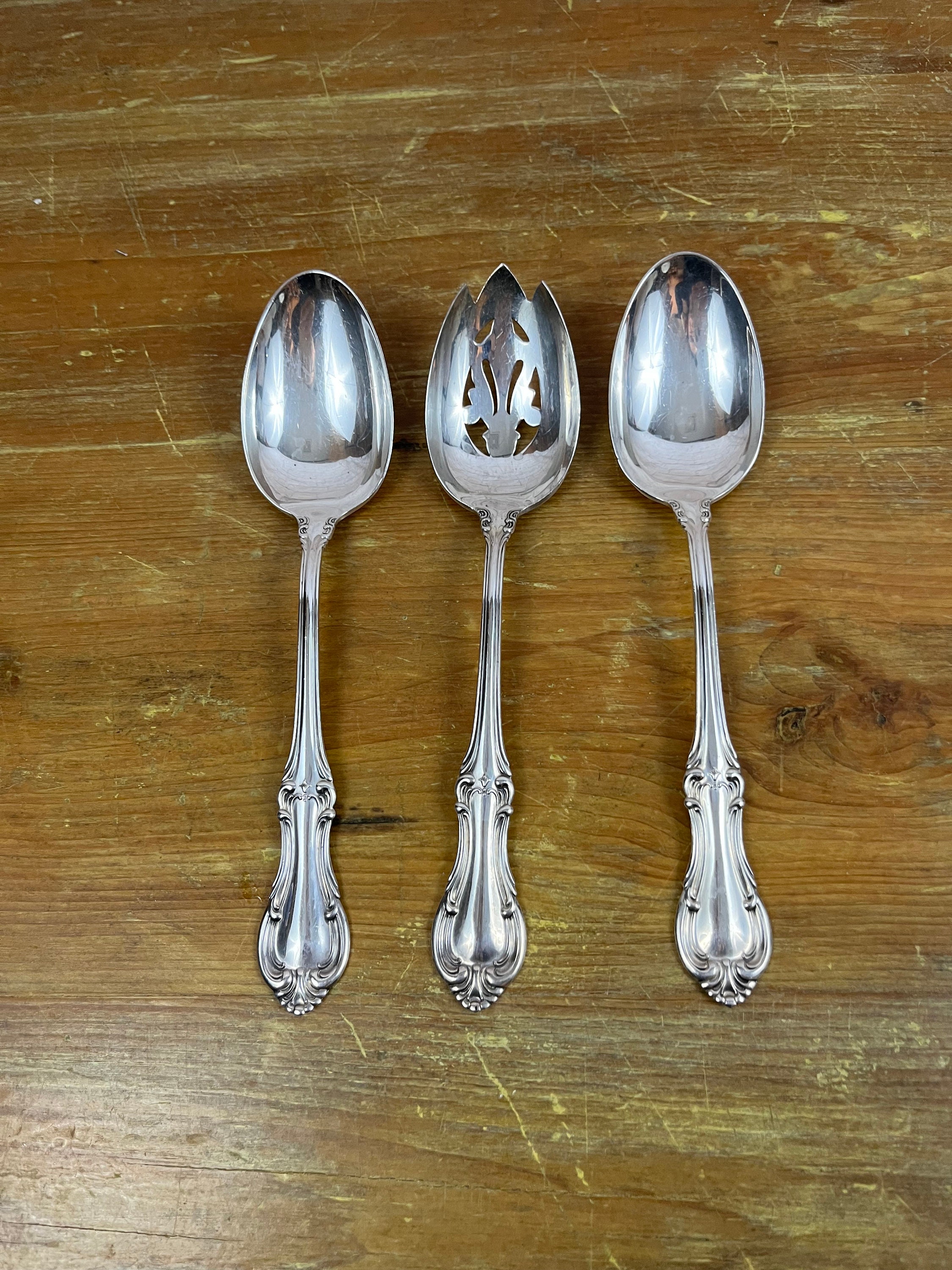 sterlng silver 銀食器　約200g Vintage Joan of Arc Sterling Silver Serving Spoons and Pierced