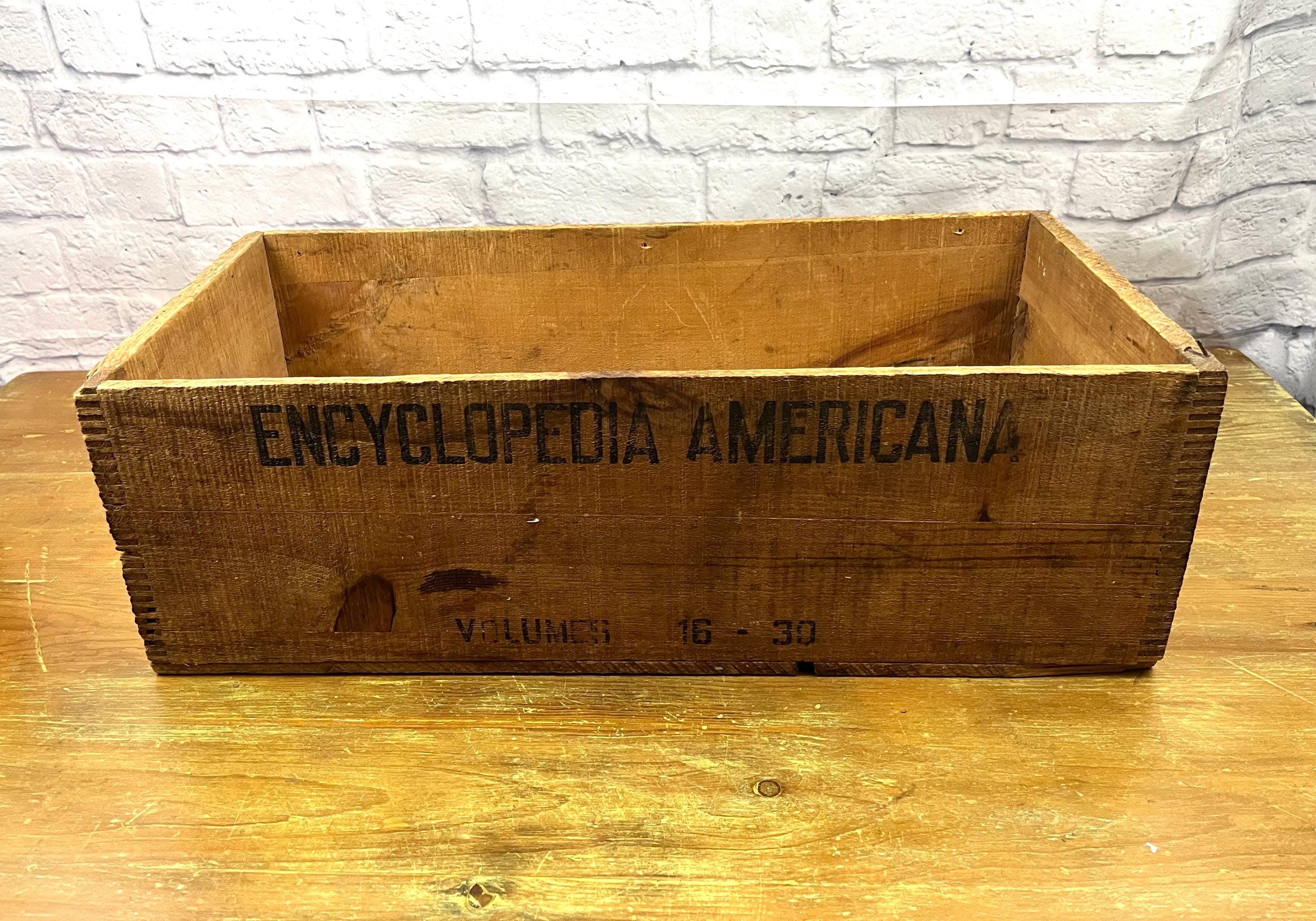 Vintage 1940s Encyclopedia Americana Wood Box Crate Original