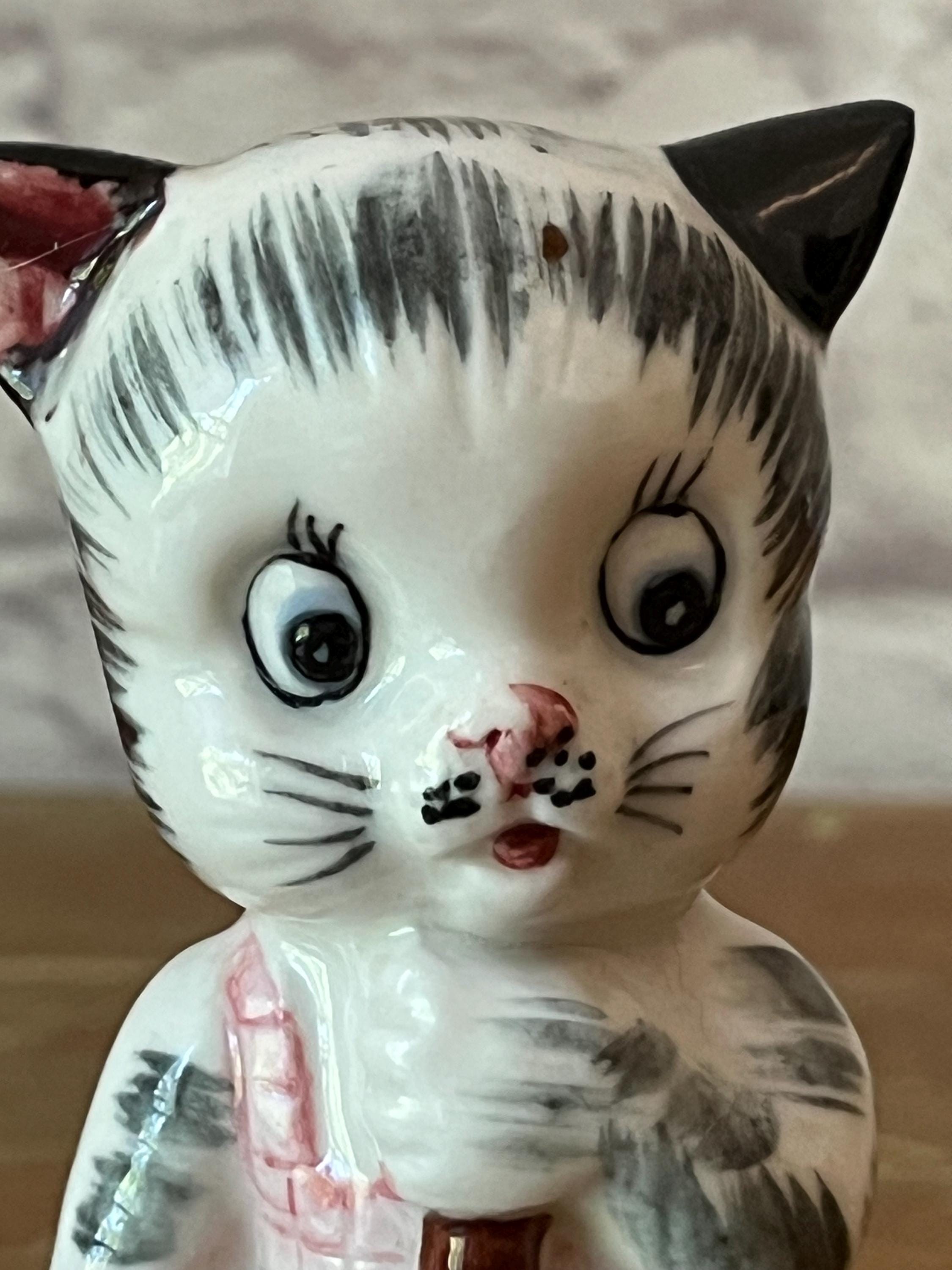 Mid Century Anthropomorphic Cat Figurine Dime Store Kitty Cat