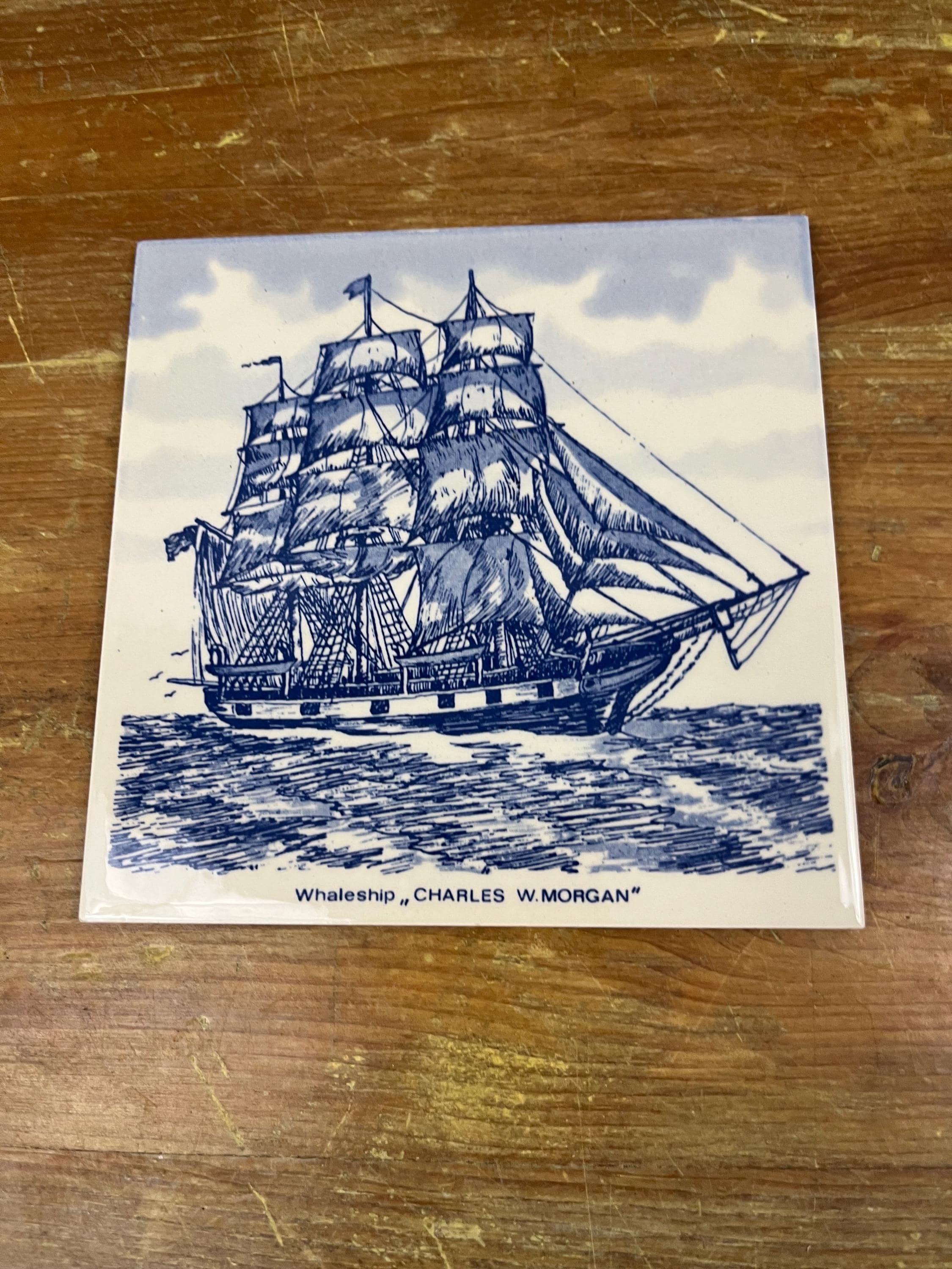 ヨーロッパタイルアート Vintage Blue & White Delft Decorative Tile Nautical Themed Antique