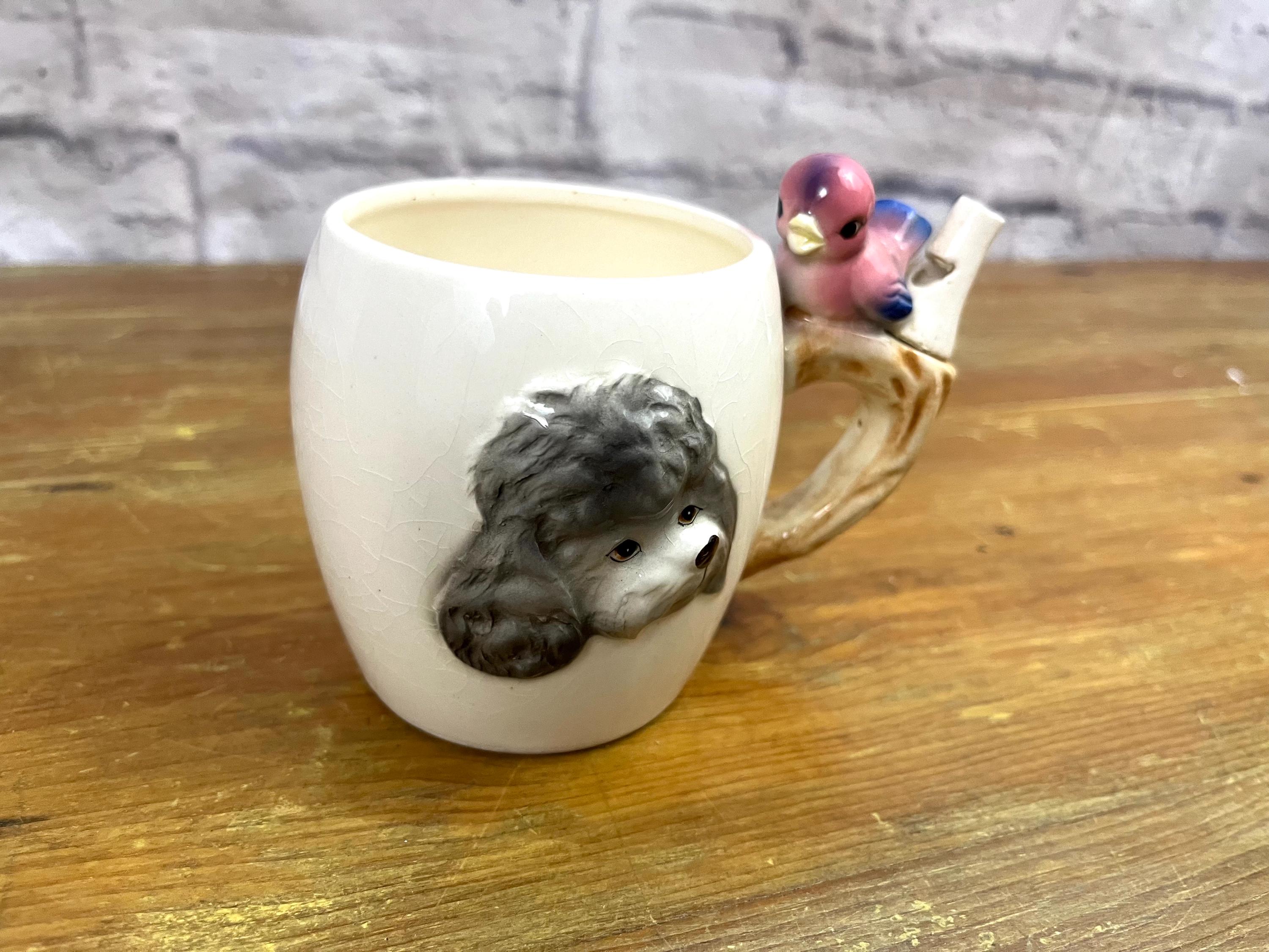 * vintage dog ❀ * モヘアのほわほわ 可愛い プードルさん Vintage Bird Whistle Mug Poodle Themed Decorative Childs Mug