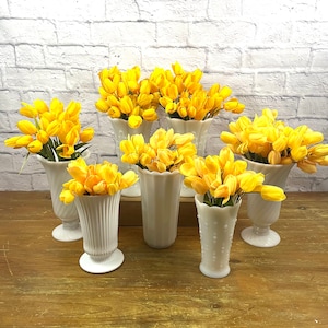 Vintage Milk Glass Vases Various Sizes Styles Weddings Bridal Showers Mothers Day Gifts  Blank Canvas for colorful flowers Sold Individually