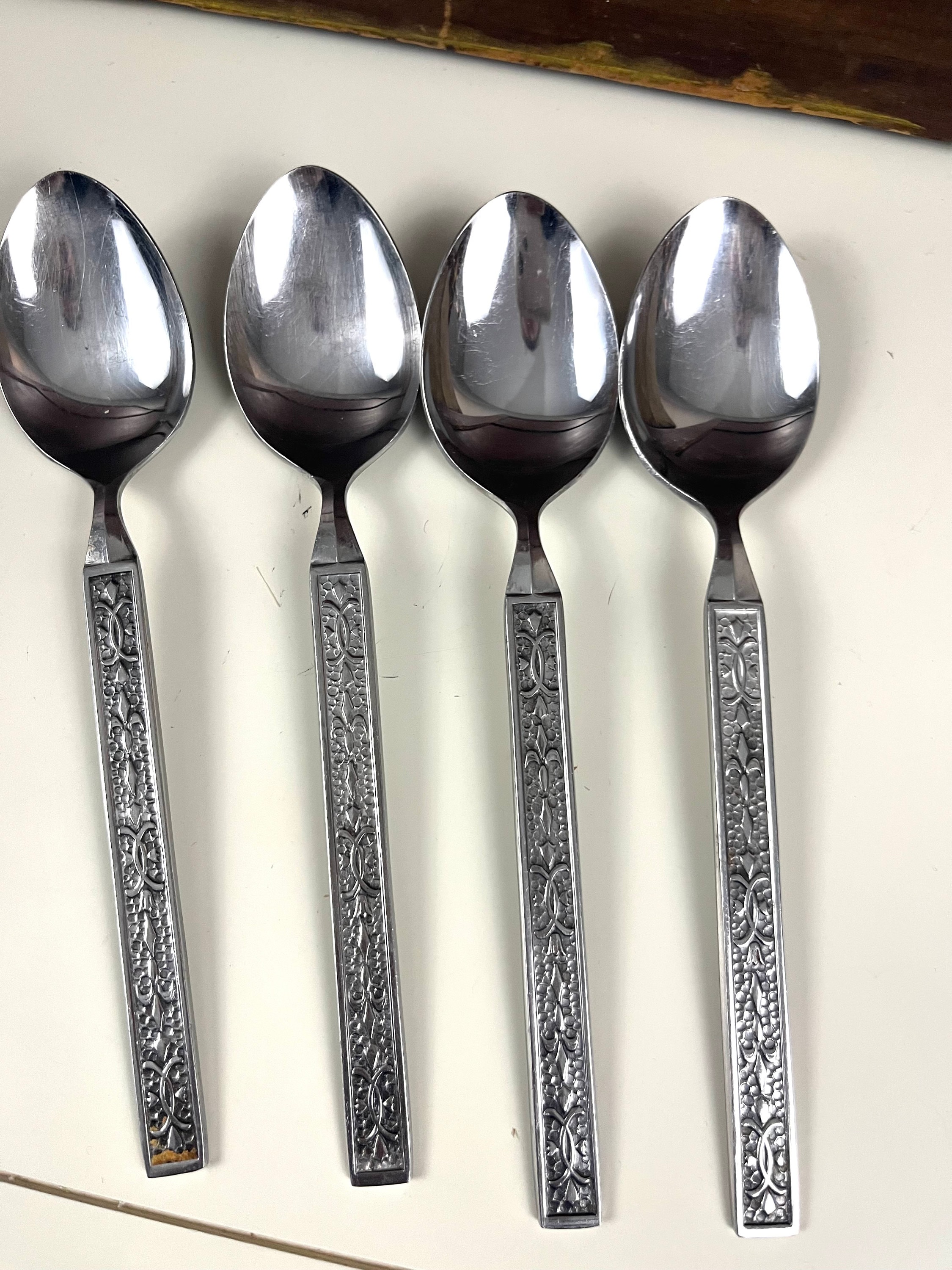Vintage Imperial Stainless Japan Teaspoons Tulips & Textured