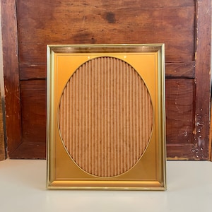 Vintage Gold 11 x 9 picture frame oval cut out shadow box style frame wedding announcements table centerpieces menus hang or table top
