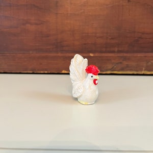 Small ceramic rooster figurine adorable farmhouse style gift sweet little kitchen decor accent piece