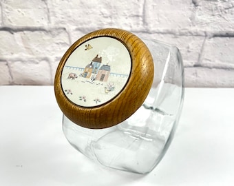 Vintage Heartland by international Farm Scene Canister and Wood Lid Cookie Jar Snack Jar Protein Powder or Cereal storage **Imperfect