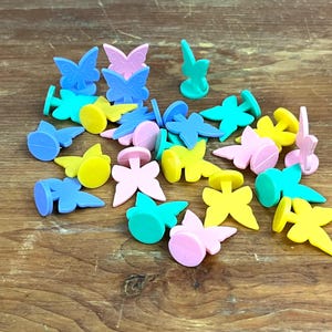 Vintage Pastel Butterfly Game Pieces set of 24 Plastic pieces