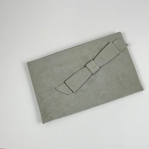 Vintage Reva Ultra Grey Suede clutch or purse bow style 80s 90s style classic fashion
