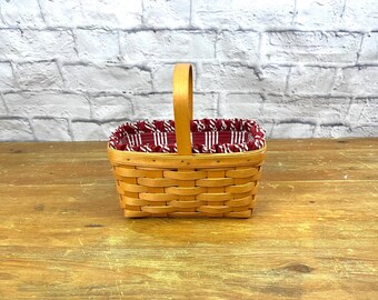 Vintage Longaberger Basket Lined Red and White Striped Fabric