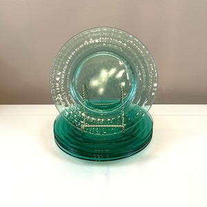 Vintage Green Glass Optic Plate 7 inch appetizer plate Spring Green Salad plate Garden party Bridal shower SOLD INDIVIDUALLY