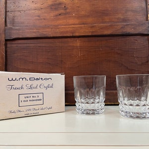 vintage Paire de verres à l'ancienne W.M. Dalton French Lead Crystal Stag Party Bachelor Gifts Bachelorette Gifts Verres à whisky