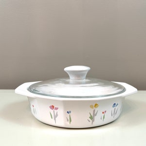 Vintage &quot;Fresh Mint&quot; kleine ovenschotel met deksel Studio Nova Pastel Flowers Bake and Serve Japan 1 pint