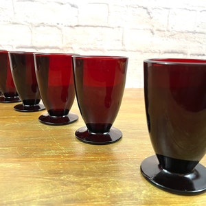 Vintage Ruby Red Anchor Hocking Ice Tea Glasses Water Glasses Christmas Glassware Set of 6